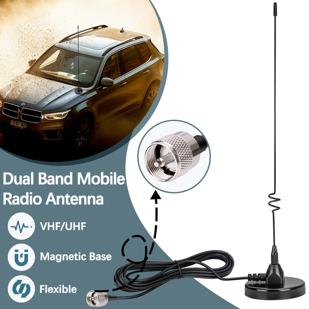 ABBREE AD-109 Dual Band Antenna Walkie Talkie SMA-Female/PL259 Mobile Radio High Gain Antenna For