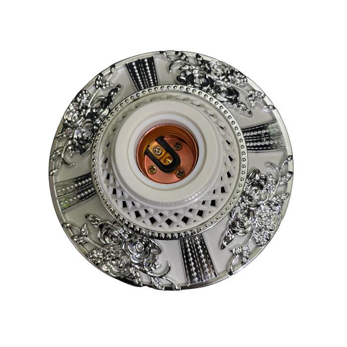 FITTING PLAFON / FITTING LAMPU HIAS SULTAN BULAT MOTIF BUNGA Gold Plastik Gantung tempat lampu