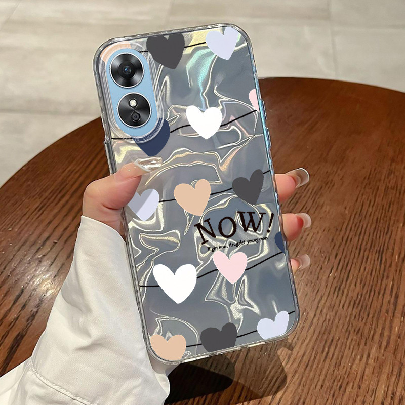 Casing Hp OPPO A17 OPPO A17K Case Casing Pola Graffiti Cinta HP Kasing Kasus ponsel transparan mewah