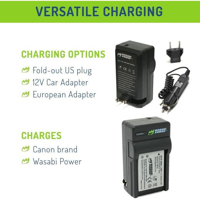 Wasabi Power Battery & Charger for Canon NB-5L NB5L Baterai IXUS 90 800 850 860 870 900 950 960 970