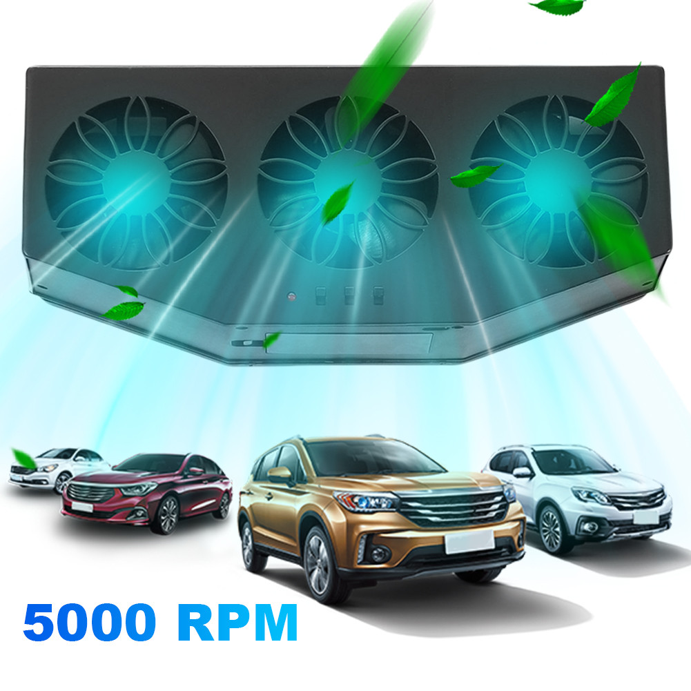Solar Powered Car Exhaust Fan Eliminate Peculiar Smell Car Radiator Cooling Fan USB Powered Auto