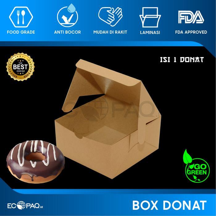 Box Donat - Kotak Donat - Dus Donat Donut - COKLAT- Isi 1
