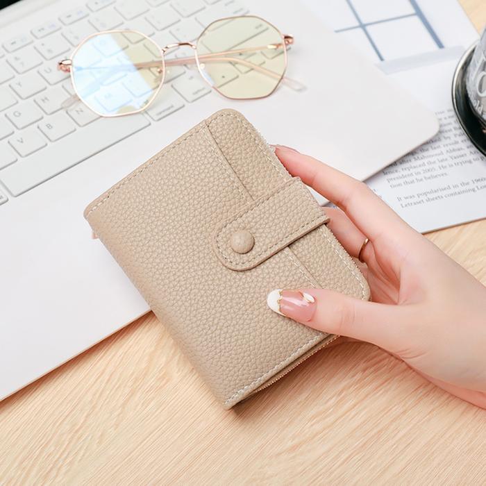 Dompet Lipat Wanita Premium Korea Kulit Pendek Kecil Resleting Koin Slot Kartu Atm Branded Hitam