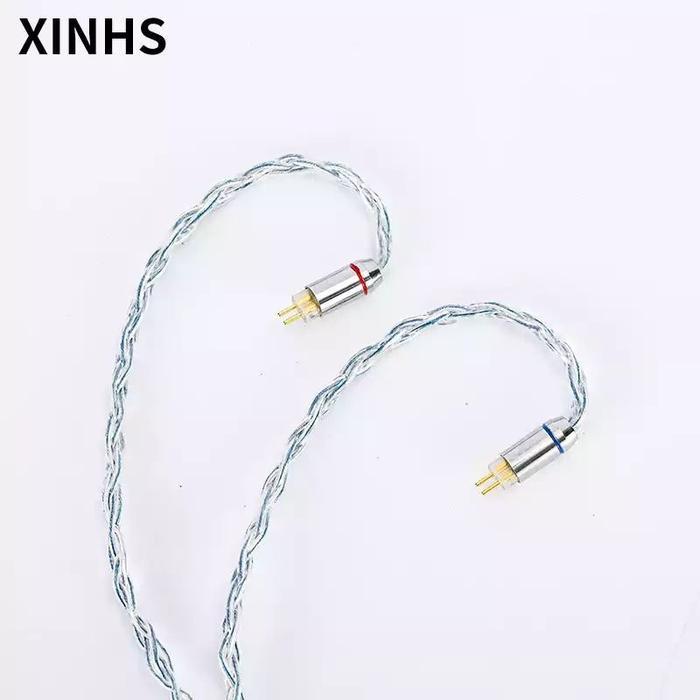 adra- Xinhs Rainbow Blue With Mic 8 Core Silver Plated Iem Upgrade Cable