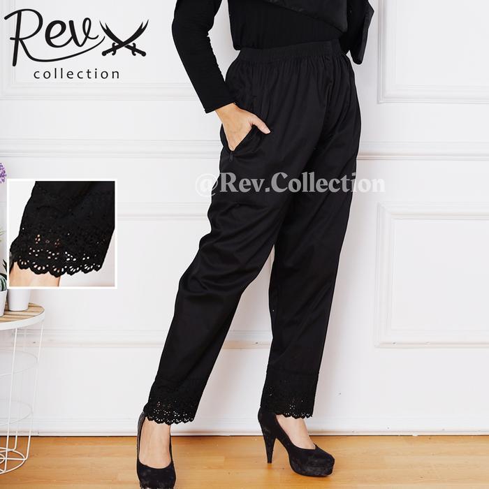 0dp6- Celana Umroh Wanita Katun Twill Hitam Premium Nyaman Tidak Menerawang Untuk Haji