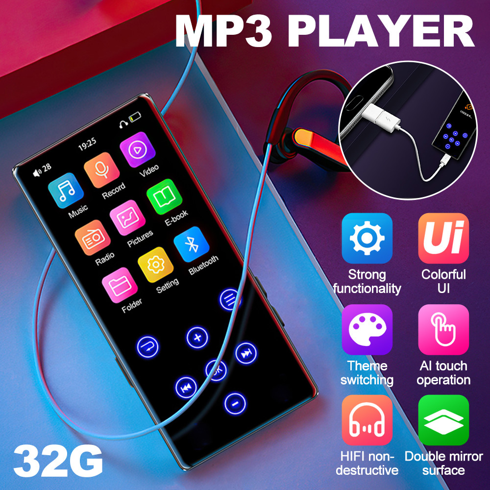 32G MP4 MP3 Player Bluetooth HIFI Video Music Player Built-in Speaker