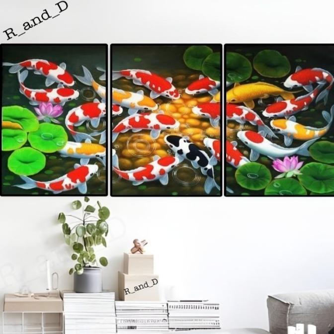 Promo Lukisan Dekorasi hiasan dinding ikan koi poster dinding gambar ikan ko
