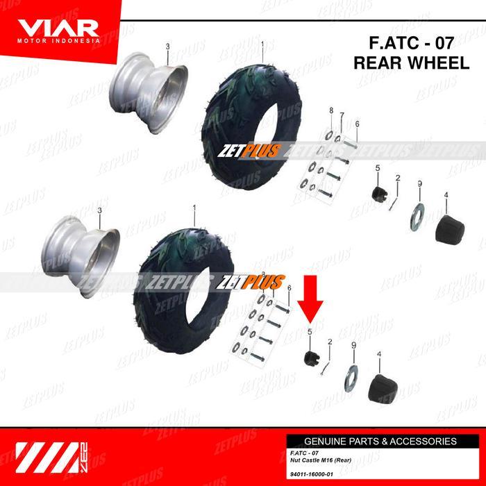 PRODUK MUR HUB AS RODA BELAKANG ATV RAZOR 100SP / castle nut m16 nap rear wheel viar universal