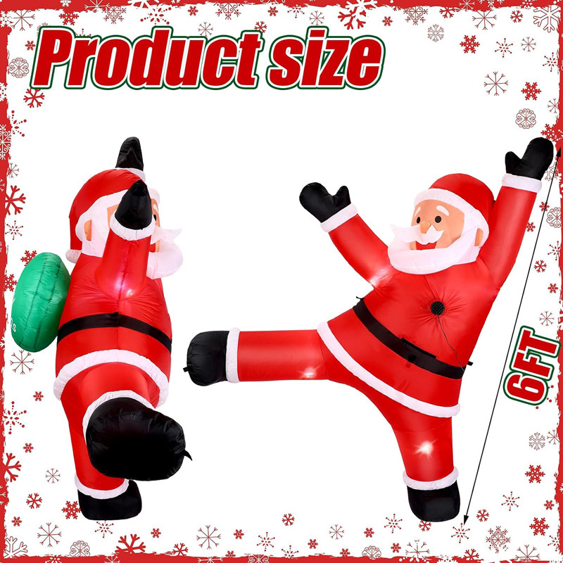 6 FT Tall Christmas Inflatable Hanging Santa Santa with Gift Bag Decorations Blow Up Climbing Santa 