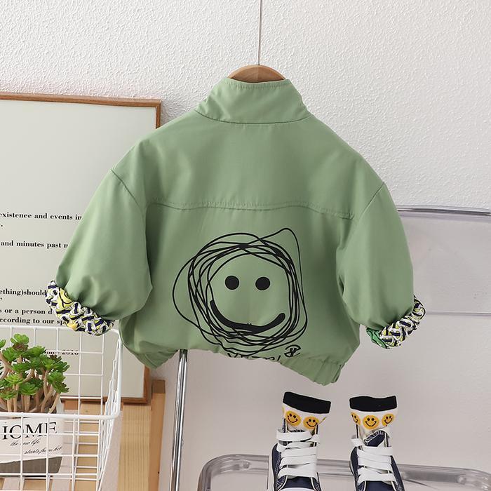 [Voucher] Jaket Anak Laki Laki Import Jaket Motif Smile Anak Balita Impor Jaket Dengan Kantong