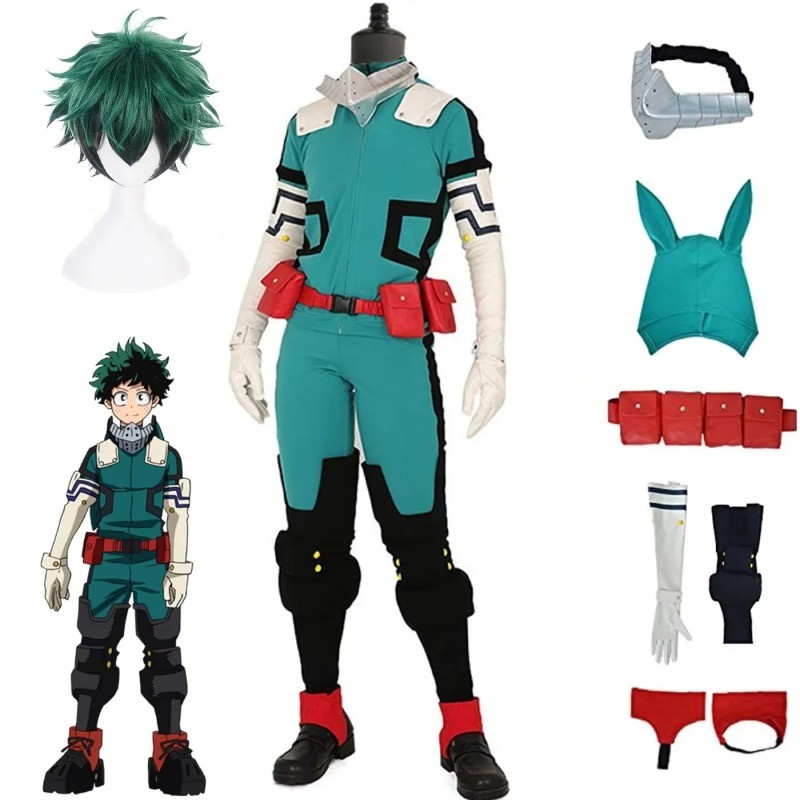Anime Figures My Hero Academia Izuku Midoriya Cosplay Costume Deku Battle Cosplay Wig Halloween