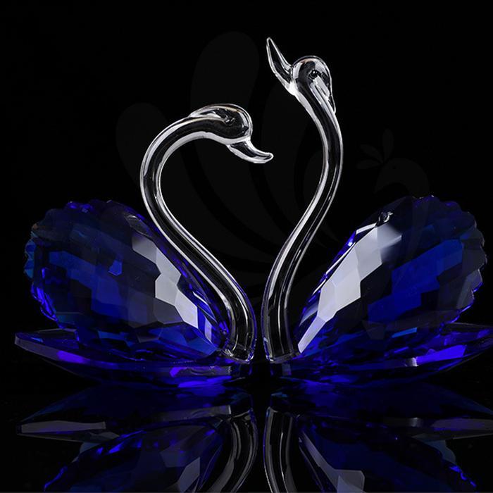 Pajangan Meja Angsa Kaca Set / Couple Swan Crystal Decorations 4806