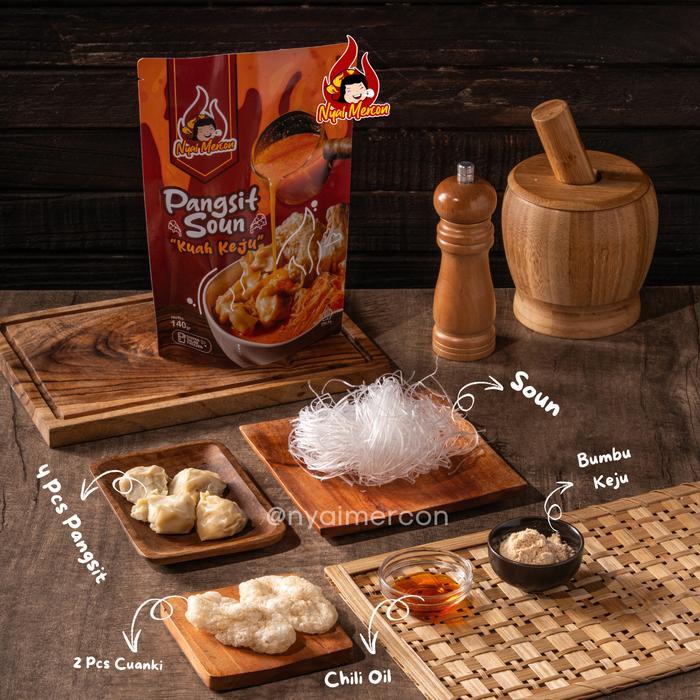 Paket Buy 3 Get 5 (3 Pangsit Soun Kuah Keju + Free 2 Kripik Pangsit) - Nyai Mercon Makanan Instan