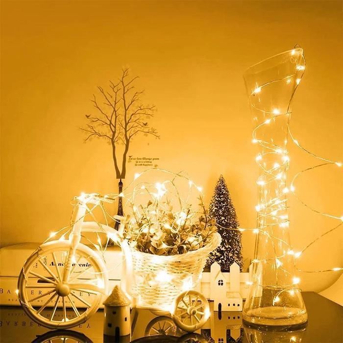 hanya disini] Paket 10 Pcs Lampu Fairy Kawat Tumr Natal 1M 2M 5M Hiasan Kuning Rgb Putih Baterai