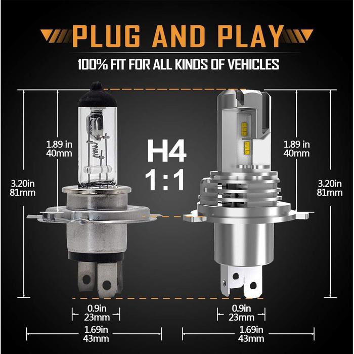 Lampu Mobil LED M3 H4 ZES Chips 2 Pcs Headlamp Hi Low Beam High Quality
