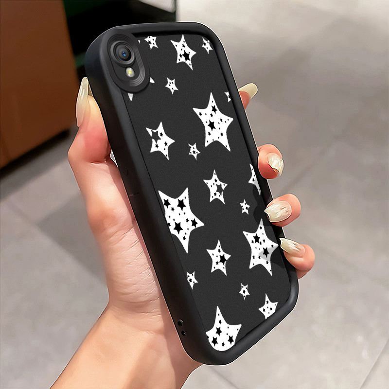 Casing Hp Untuk OPPO A37 A37F Case Bintang hitam putih Kesing Compatible Kasing cewek Cesing Silikon