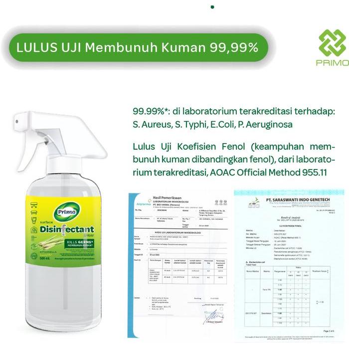 l6oh- Primo Disinfectant Spray 500 Ml Citronella Disinfektan Cair Sereh Anti Kuman
