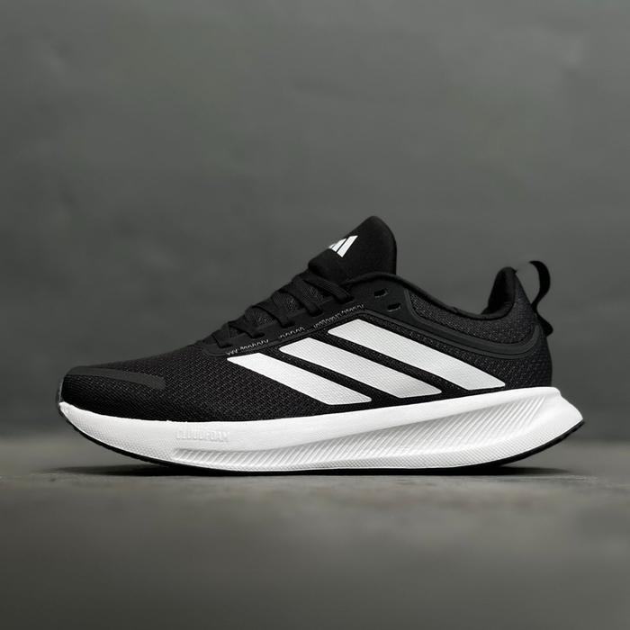 Adi Sepatu Olahraga Run Falcon 5 Tr Hitam Putih Ringan Dengan Desain 3 Garisan Khas Berkualitas