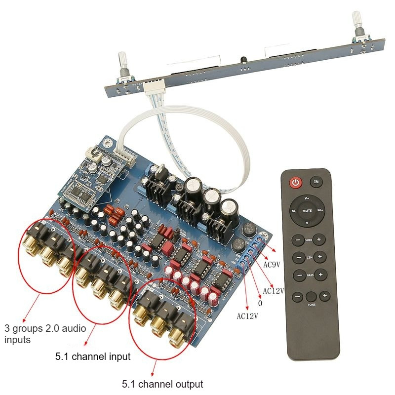 Qcc3034/Qcc5125 Bluetooth 5.1-Channel Tone Preamp Board 6-Channel Hifi Preamp Digital Remote Control