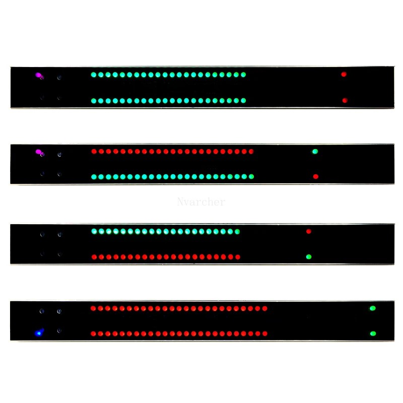 Nvarcher Dual 40 Led Level Indicator Stereo Audio Music Spectrum Green Red Vu-Meter With Voice
