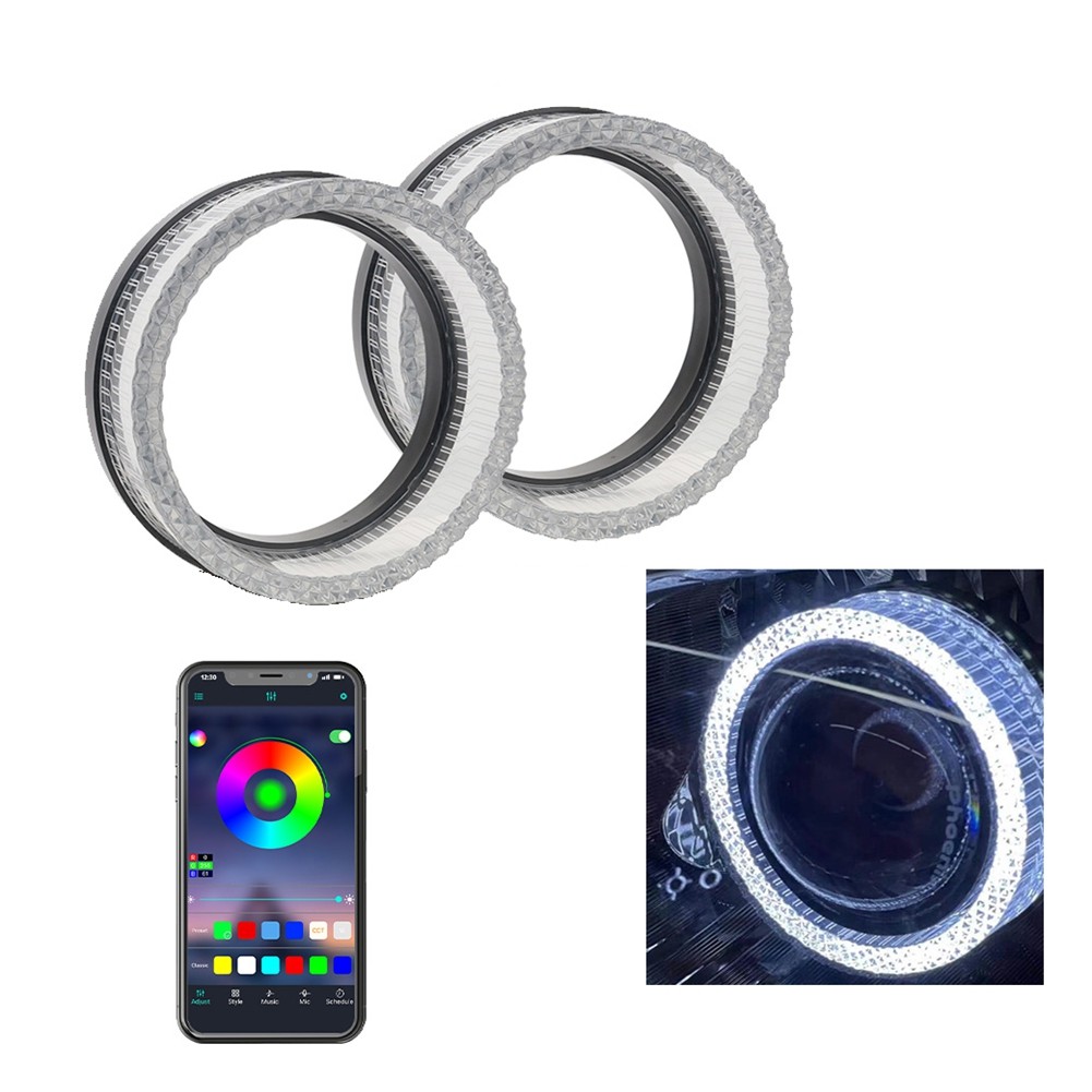 RGB Led Symphony 2 In 1 Angel Eyes Ring Light With App Control For Cars DRL Daytime Running Light