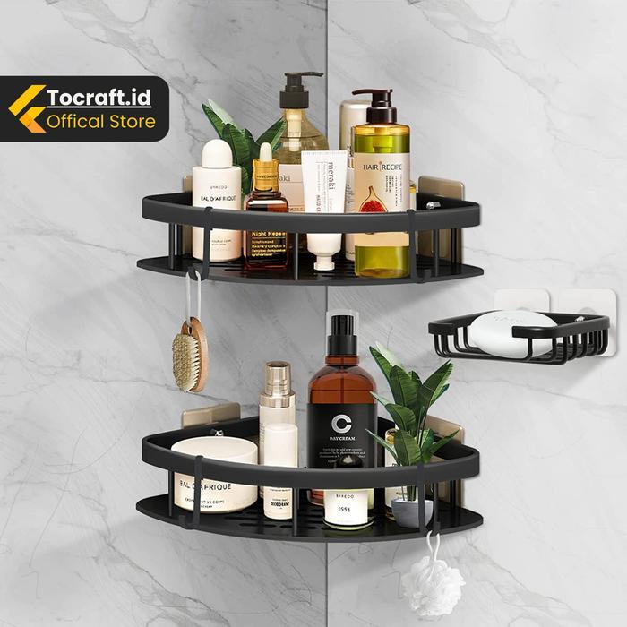 Ikea Home - Rak Sudut Toilet Tempat Sabun Tempel Dinding Kamar Mandi Hitam