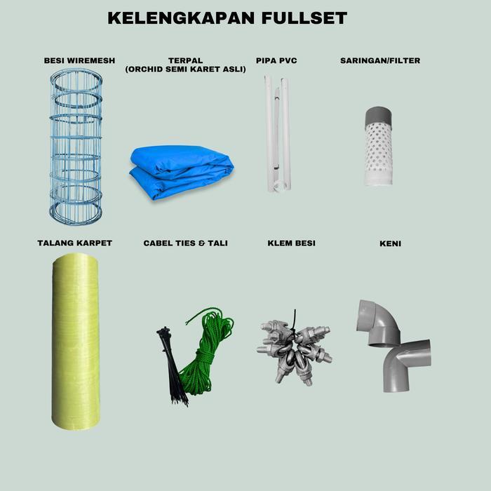 KOLAM TERPAL BULAT DIAMETER 3 TINGGI 1,2 FULLSET METER MERK ORCHID KOLAM TERPAL BUNDAR UNTUK IKAN