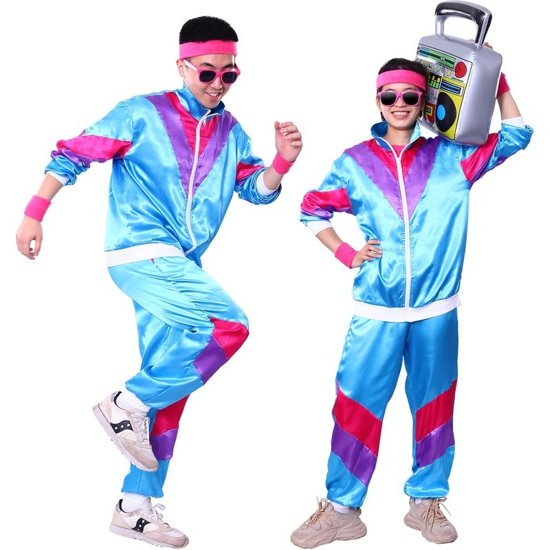 Tracksuit Costumes For Men 90S Hip Hop Shell Suit Costume Mens 80S Tracksuit Jacket Disco Costume