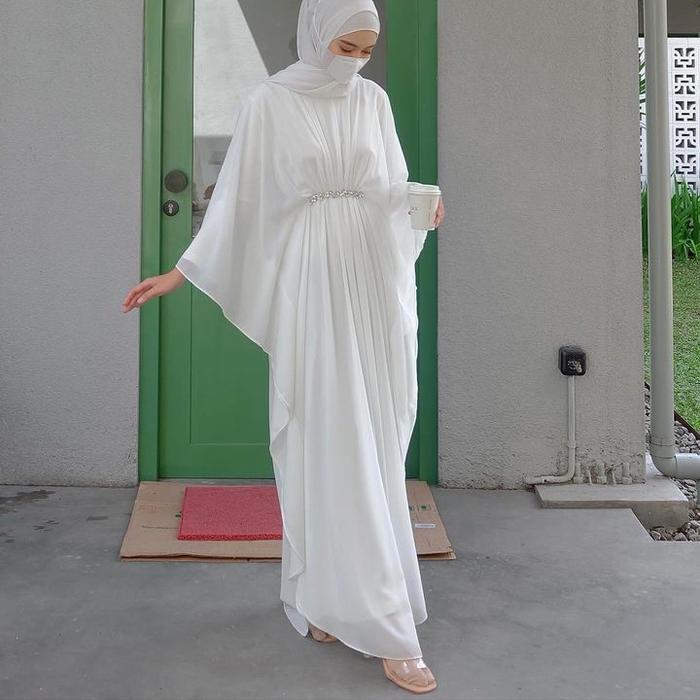 Haraza Kaftan - Kaftan Lebaran - Baju Lebaran - Gamis Lebaran - Kaftan Putih - Gamis Putih