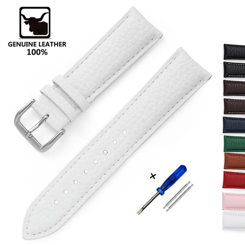 Litchi Pattern Calfskin Watch Band Bracelet 14Mm 16Mm 18Mm 20Mm 22Mm Replacement Universal Bracelet