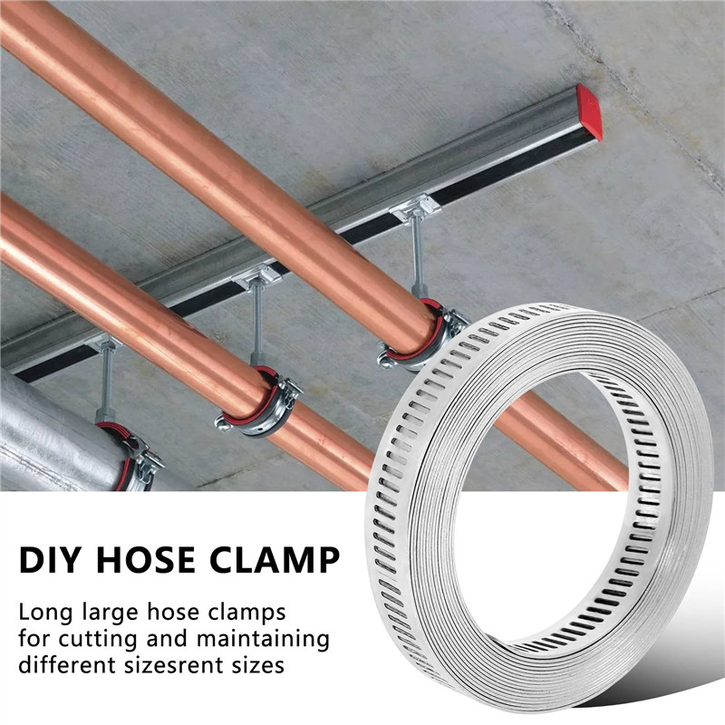 304 Stainless Steel Clamp Hose Clamp Strap with Fasteners Adjustable DIY Pipe Hose Clamp Ducting Cla