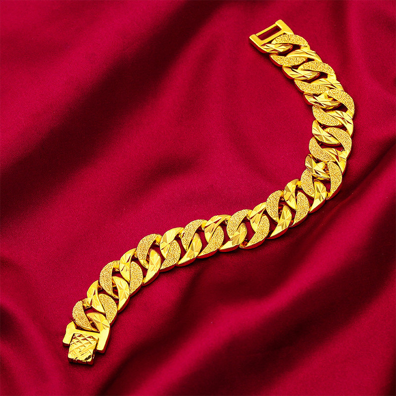 24K Gold 15mm Wide Cuff Bracelet Men AU999 - 24K forged/AU999 certified, 15mm wide, sleek and bold