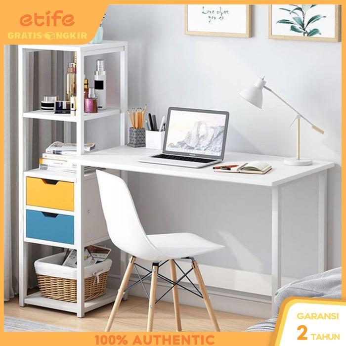 Etife Meja belajar / Meja belajar dengan laci / Meja Komputer / Meja Belajar Anak / Meja Kantor /