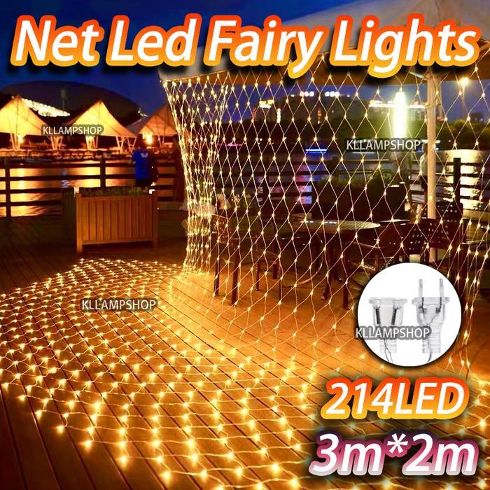 Lampu Hias Jaring Net 3X2 Meter Dekorasi Taman Lampu Natal Jala Jaring