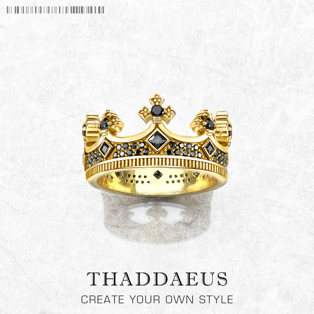 Royal Power Crown Golden Ring in 925 Sterling Silver Victorian Vintage Gift for Men Women Europe