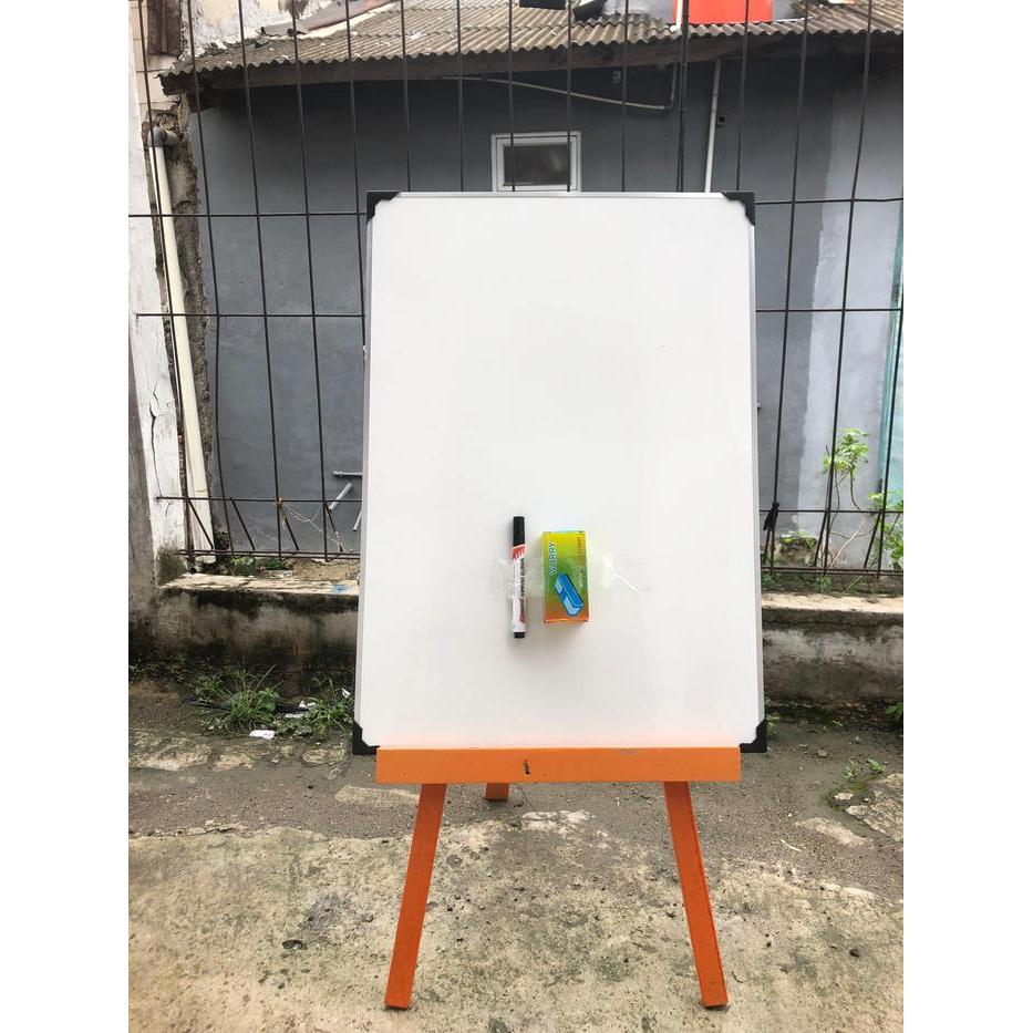 1 SET WHITEBOARD STANDING 50X70 CM - STAND / PENYANGGA PAPAN TULIS FREE SPIDOL PENGHAPUS