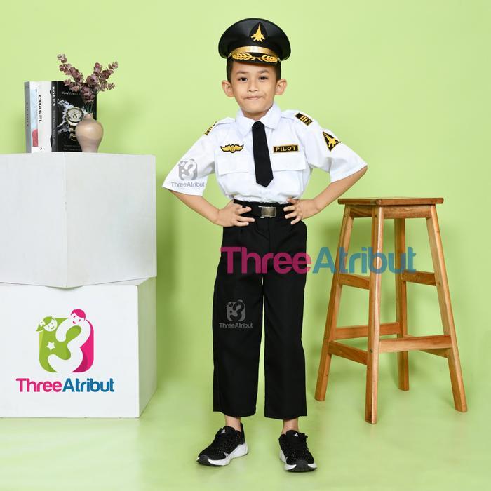 Baju Pilot Anak Laki Laki Perempuan Seragam Profesi Anak Kostum Premium