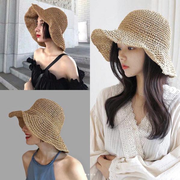 Straw Caps Topi Pantai Rajut Perempuan Wanitan Dewasa