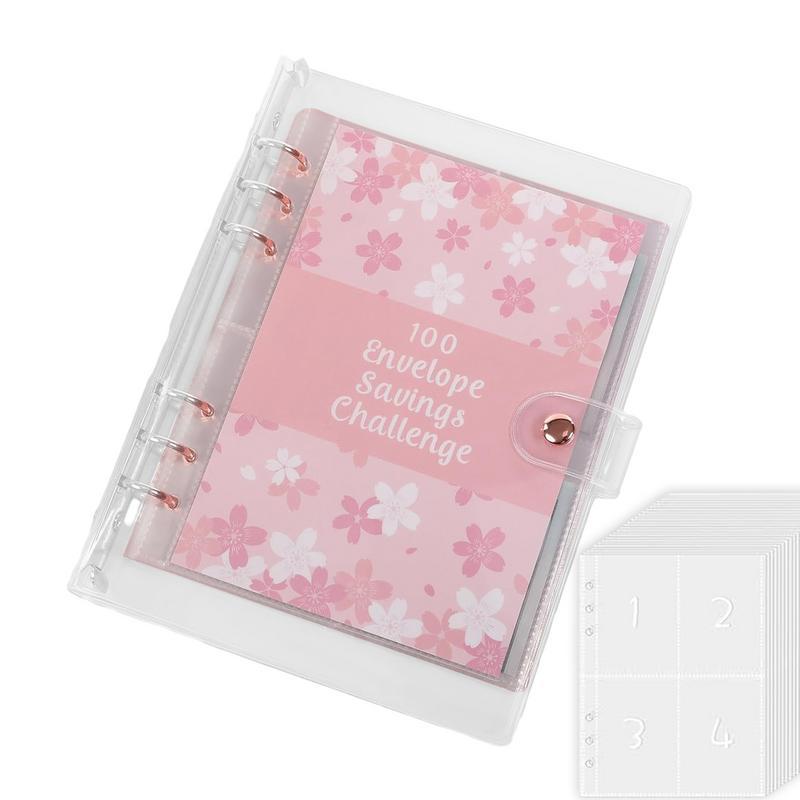 Budget Binder Challenge Book 2024 Portable Cash Planner 100 Days Account Books With Zipper Sticker P