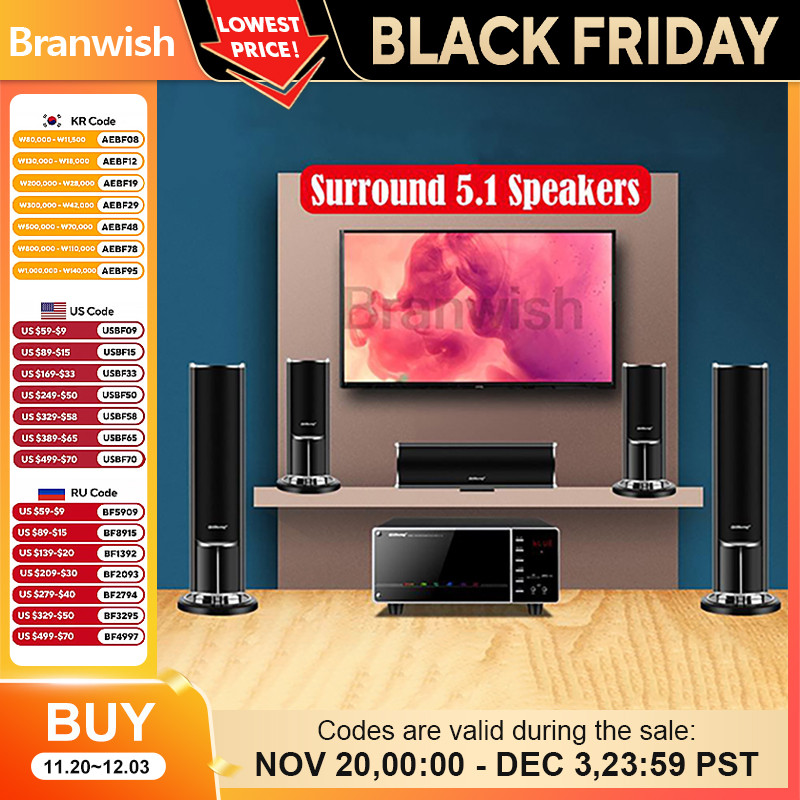 5.1 Home Theater Set 100W Speaker Kit 5.0 Bluetooth Speakers Subwoofer System Audio Set For Home TV