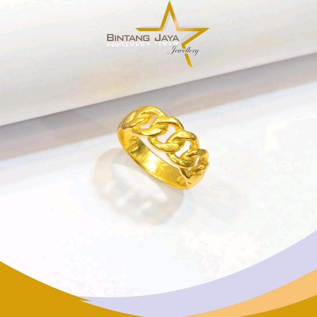 Cincin Emas Asli LM Model Rantai (LM99) Size 20 Berat 10gr - Cincin LM tebal dan mewah, cocok untuk 