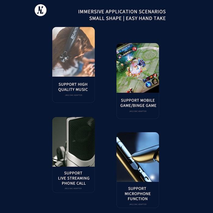 ivfo- Jcally Jm12 Kto2H20 Dac Chip Silver Plated Dac Type C To 3.5Mm Adapter