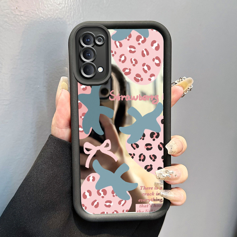 Casing Hp OPPO Reno 4 4G Reno4 Reno 4 5G Case HP Casing pola Graffiti Strawberry Kartun Kasing cermi