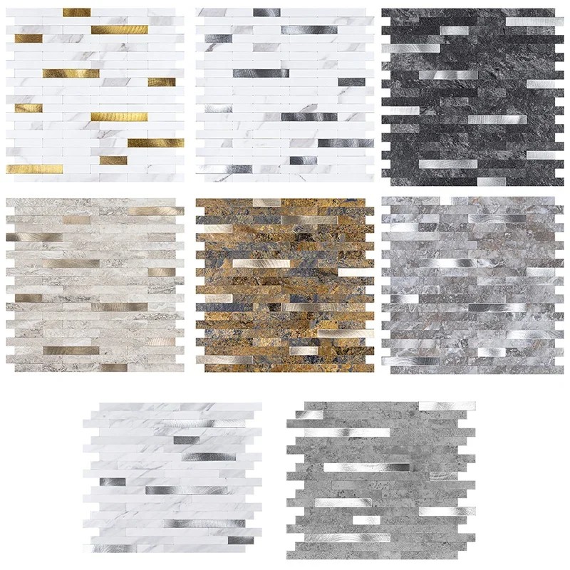 Mosaic Aluminum Backsplash PVC Wall Stickers Kitchen Wallpaper Backsplash Bedroom Living Room