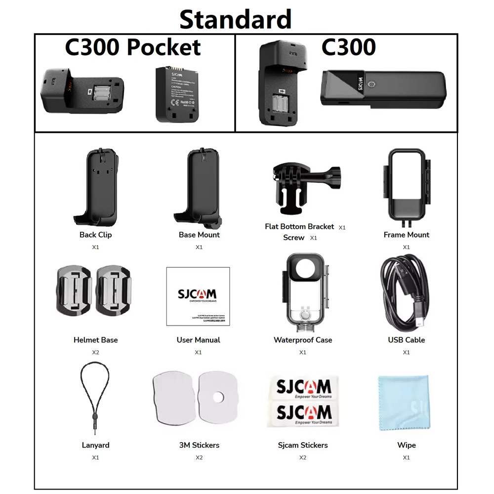 Sjcam C300 Pocket Action Camera 4K 30Fps 6-Axis Gyro Image Stabilization Super Night Vision 5G Wifi