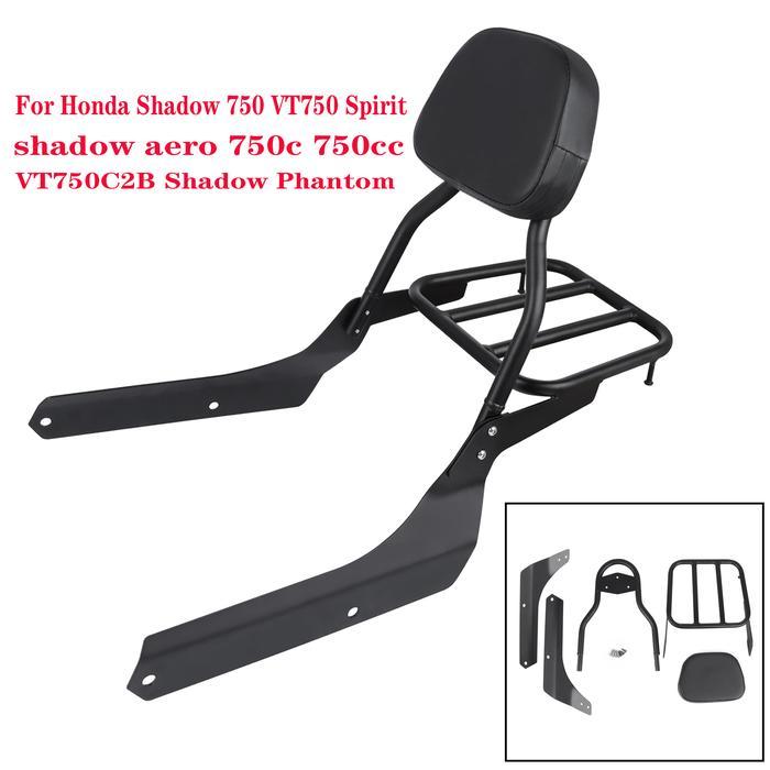 Motorcycle Passenger Rear Backrest Sissy Bar Luggage Rack Pad Kit For Honda Shadow Ace Vt400 Vt750