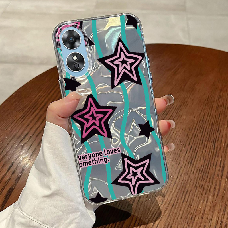 Casing Hp OPPO A17 OPPO A17K Case Casing Pola melukis bintang HP Kasing Kasus ponsel transparan mewa