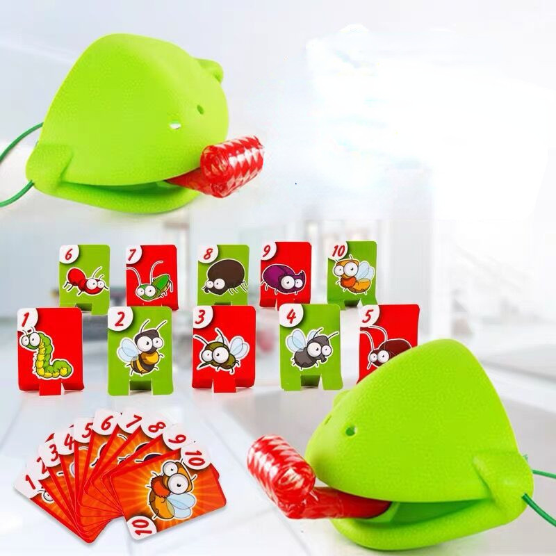 Chameleon Lizard Mask Wagging Tongue Lick Cards Board Games for Children Family Party Toys Antistres