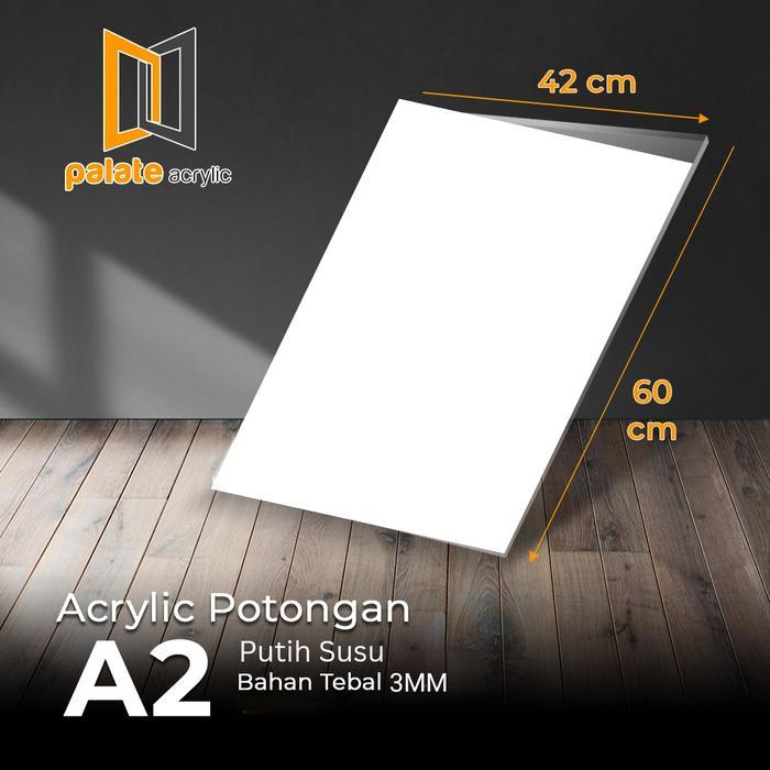 Acrylic Putih Susu Potongan A2 / Akrilik Warna Putih Susu A2 - 3MM