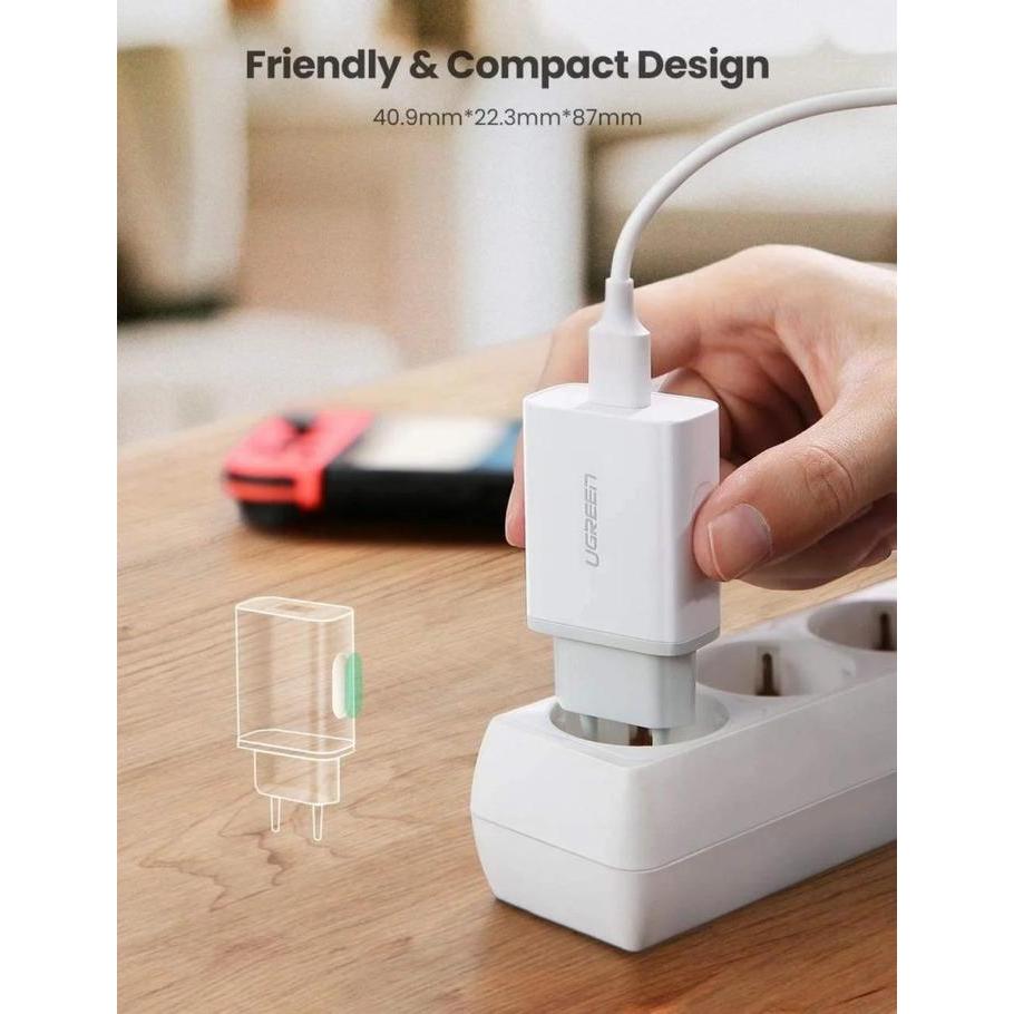 UGREEN Charger Cas Hp QC3.0 USB Fast Charger 18Watt 18w White 10133